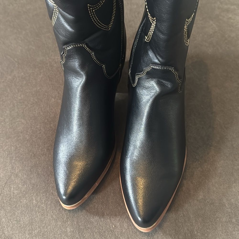 Women’s Black Western Cowgirl Boots Knee High Pointed Toe Side Zip Size 11 NEW - Picture 6 of 16